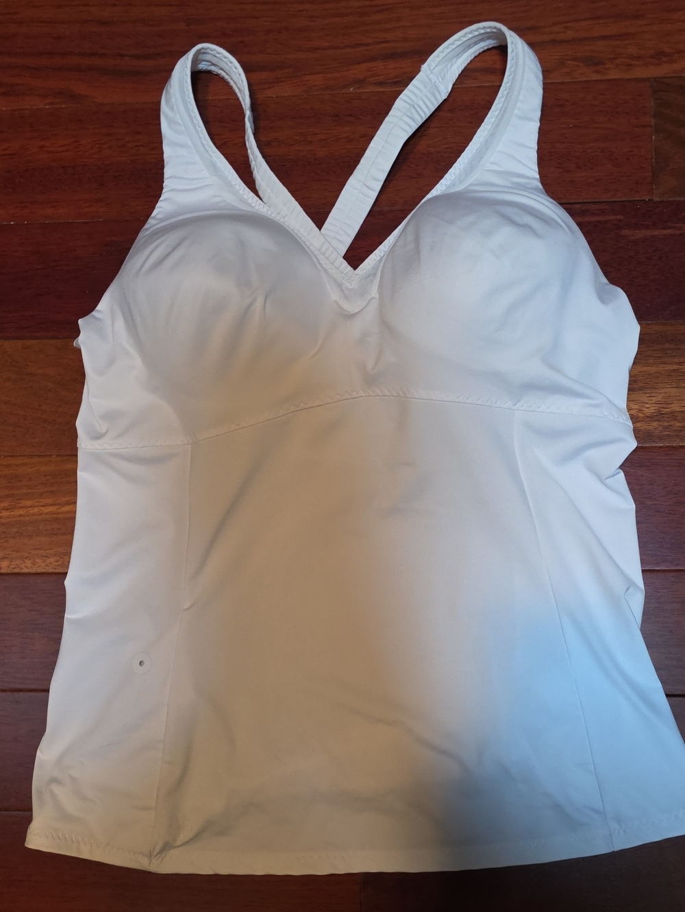 Athleta White Built-In Cup Tankini Swim Top